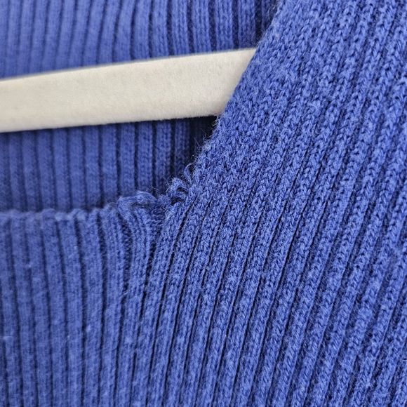 Vintage Petite Sophisticate Blue Short Sleeve Cable Knit Top - Picture 4 of 7